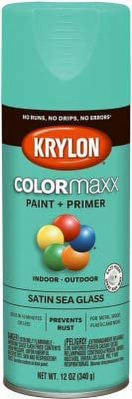 Krylon COLORmaxx Spray Paint Satin Sea Glass - Interior/Exterior, Fast Dry - Pack of 6 — Interior & Exterior Use, Professional Finish