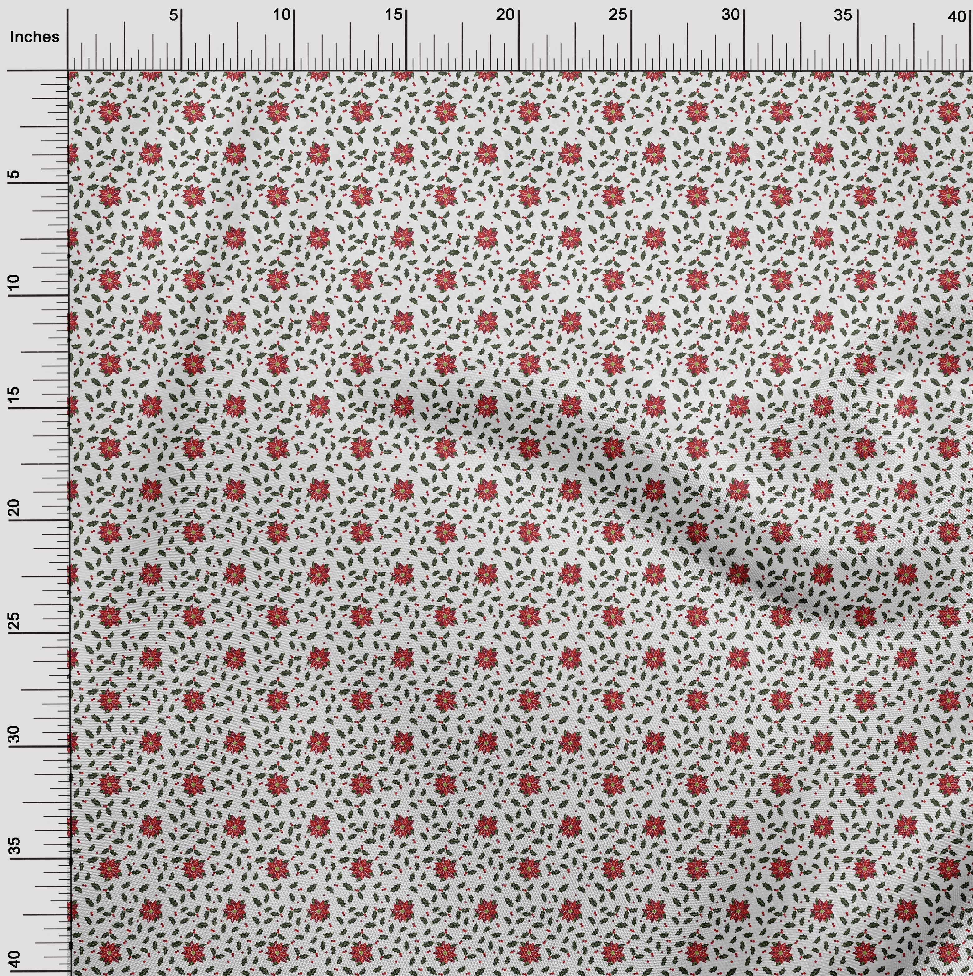 oneOone Cotton Poplin White Fabric Christmas Fabric For Sewing Printed Craft Fabric By The Yard 56 Inch Wide