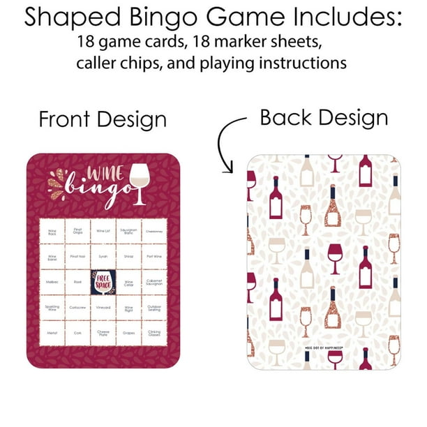 Big Dot of Happiness But First, Wine - Bingo Cards and Markers - Wine  Tasting Party Bingo Game - Set of 18 - Walmart.com