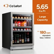 Ca'Lefort 24 Inch Beverage Refrigerator,180 Cans Beverage Cooler with Stainless Steel Glass Door for Home, Bar, Office