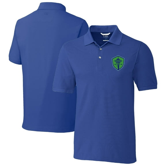 Men's Cutter & Buck  Blue Seattle Sounders FC Advantage Eco Tri-Blend Pique Polo