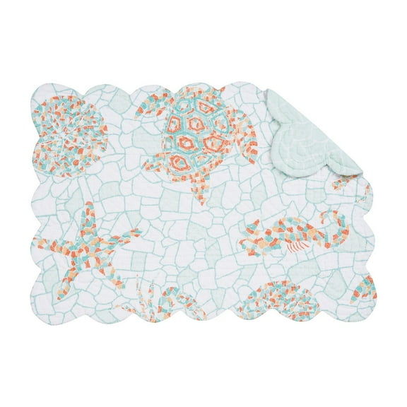 Grand Turks Cotton Quilted Rectangular Reversible Placemats Set of 6, 13" x 19"