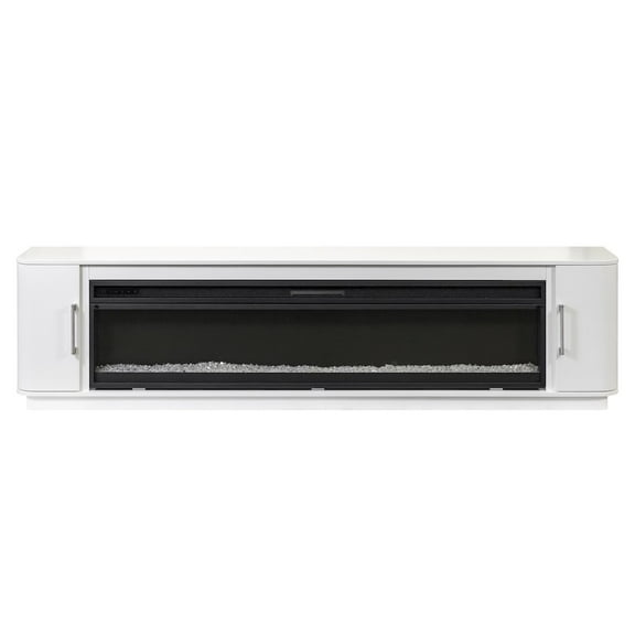 Modern 84" Fireplace Console Entertainment  Fully Assembled White