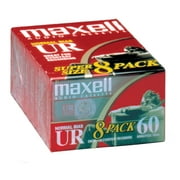 Maxell 8-Pack UR-60 Blank Audio Cassette Tape, Black