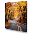 thumbnail image 2 of Designart "Autumn's Golden Path Into the Forest I" Landscapes Canvas Wall Art - Modern Yellow Road Entryway Wall Art Print, 2 of 6