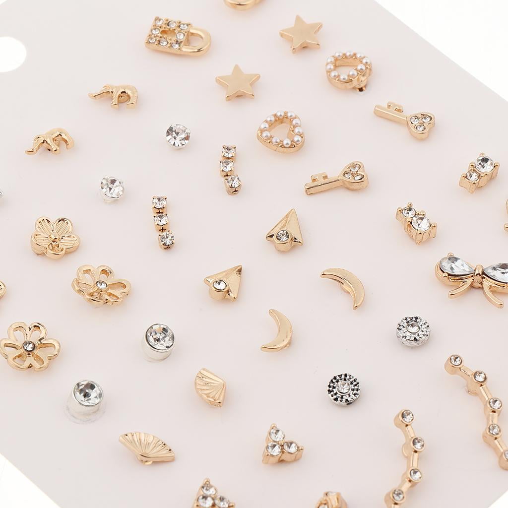 2s Women Stud Dangle Earrings Set Alloy Rhines Artificial Crystal