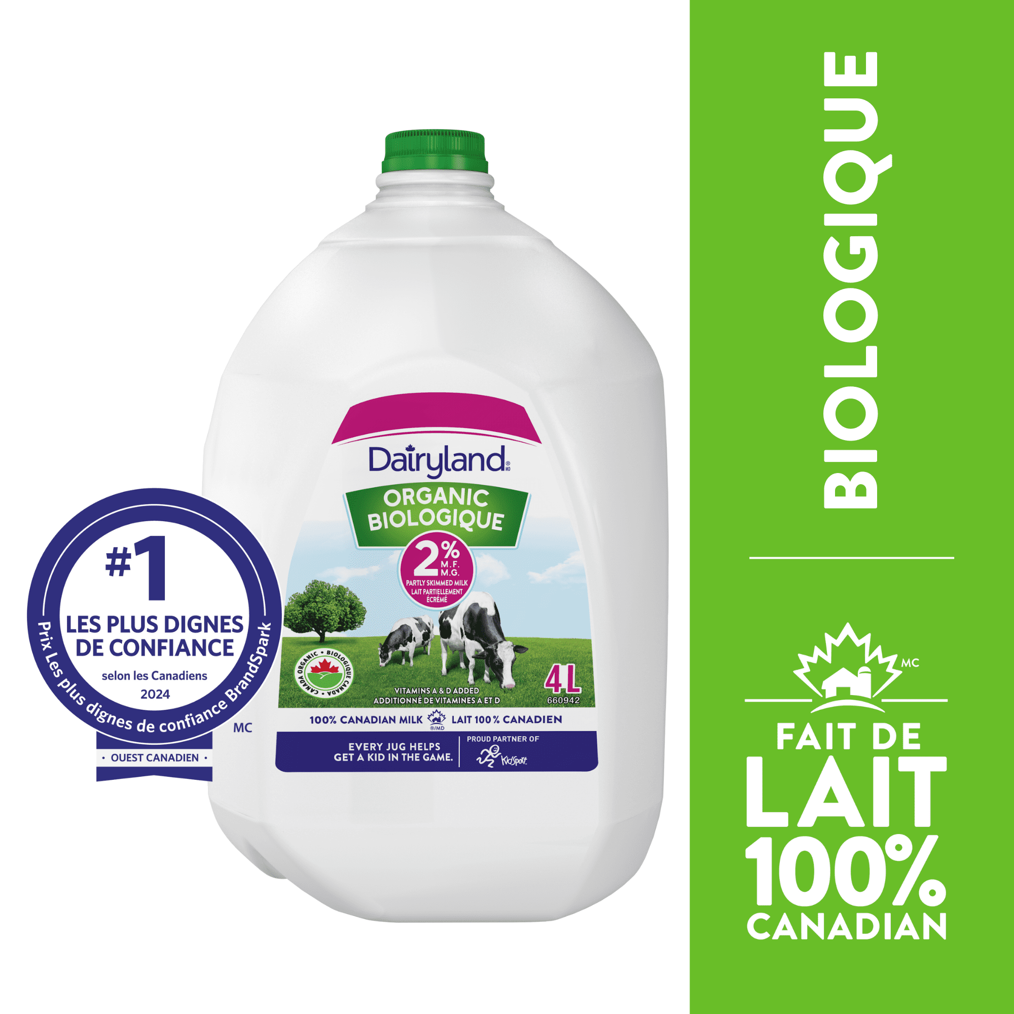 Dairyland 2% Organic Milk, 4L
