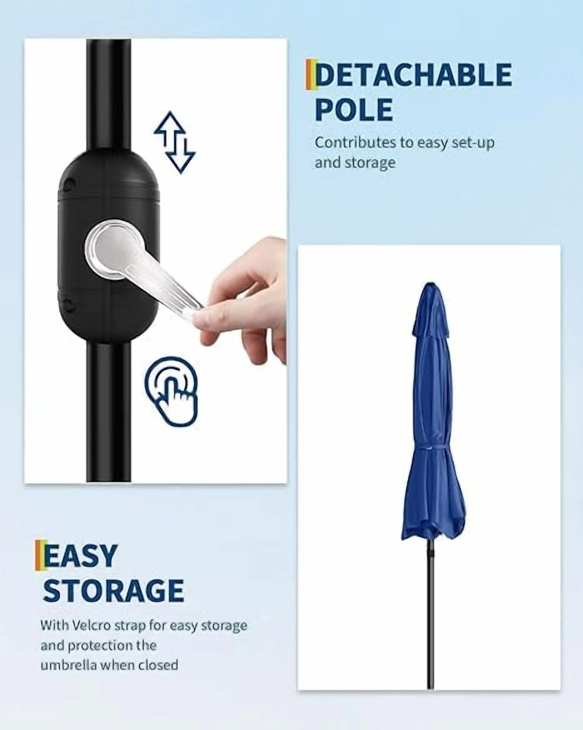 9FT Outdoor Patio Umbrella, Outdoor Table Umbrella, Market Umbrella With Push Button Tilt and Crank, 6 Sturdy Ribs UV Protection Waterproof for Garden, Deck, Backyard, Pool
