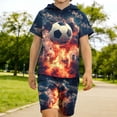 thumbnail image 6 of Sentuca Boys Outfit Sets Hooded Short Sleeve Graphic Tees and Shorts Kids Clothes Summer Outfits Size 13-14 Years, 6 of 7