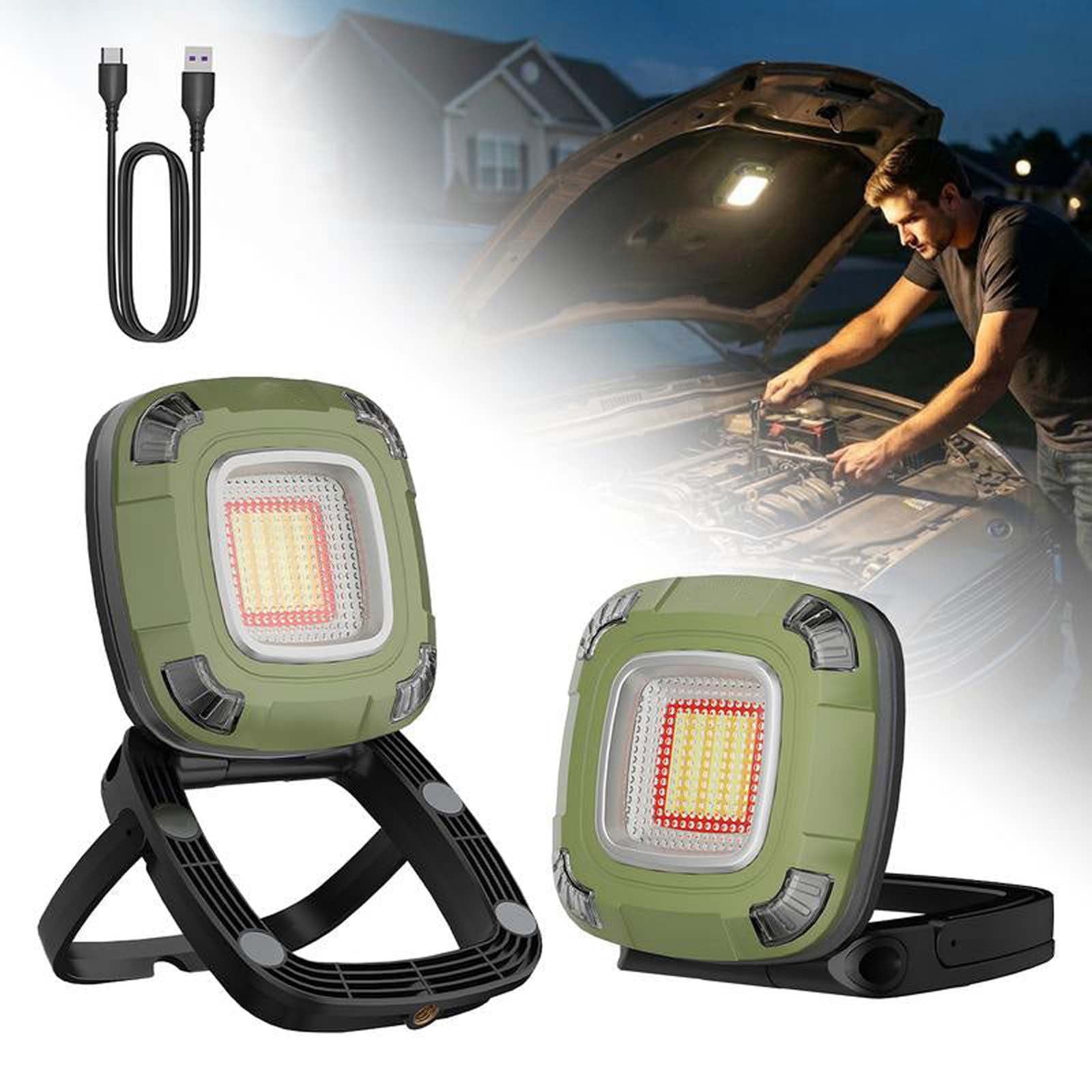 Portable Multifunctional LED Emergency Light 10000mAh Rechargeable Work Light Auto Repair Camping Lantern with COB Bright Lighting USB Power Bank