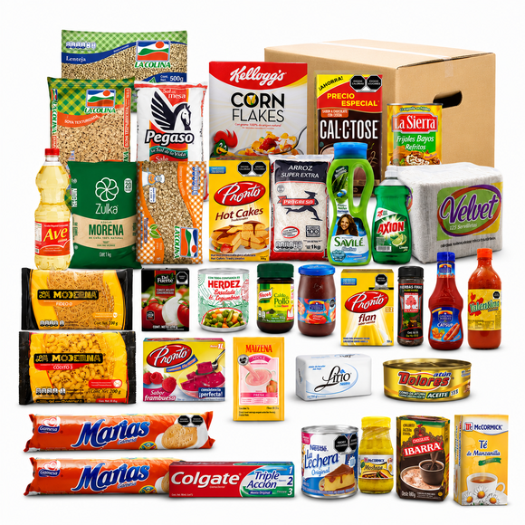 Despensa Empresarial Super Completa con 36 productos.