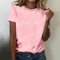 thumbnail image 3 of Valentines Day Shirt for Women Heart Print Round Neck Tee Fashion Casual Short Sleeve Tops ,Pink,M, 3 of 7