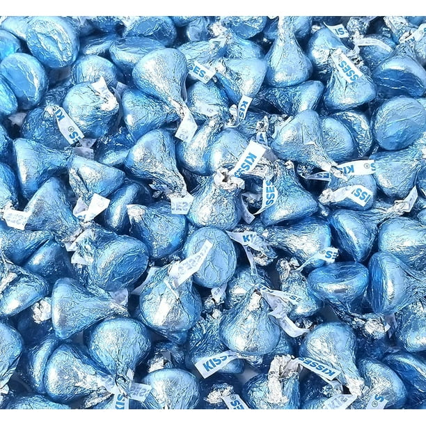 HERSHEY'S KISSES Light Blue Foil Wrap, Bulk Milk Chocolate Candy, 2 Lbs