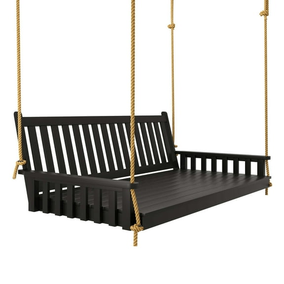 Keystone Amish Co. 4 Foot Franklin Porch Swing Bed with Ropes, Black Paint