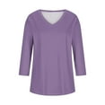thumbnail image 3 of Erwazi Womens V Neck 3/4 Sleeve T Shirts Casual Basic Summer Tees Shirts Loose Fit Tunic Tops Fall Pullover, 3 of 3