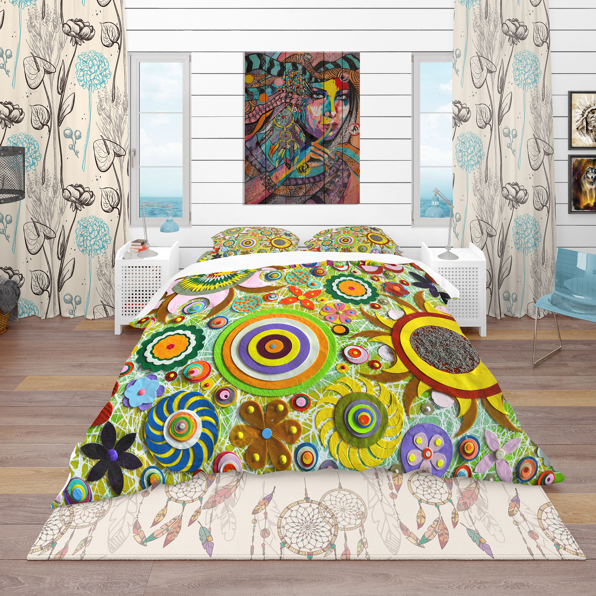 Designart 'Abstract Acrylic Painting on Canvas' Bohemian & Eclectic Duvet Cover Set