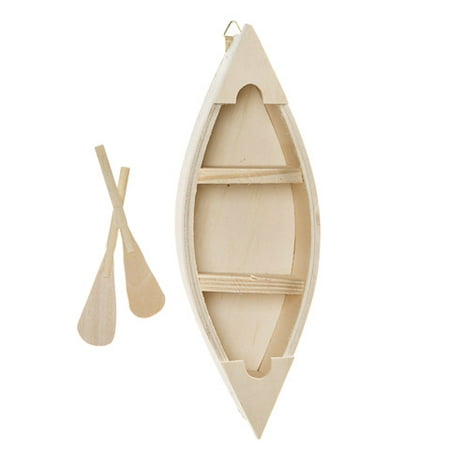 Unfinished Wood Canoe With Oars: 9 x 3 inches