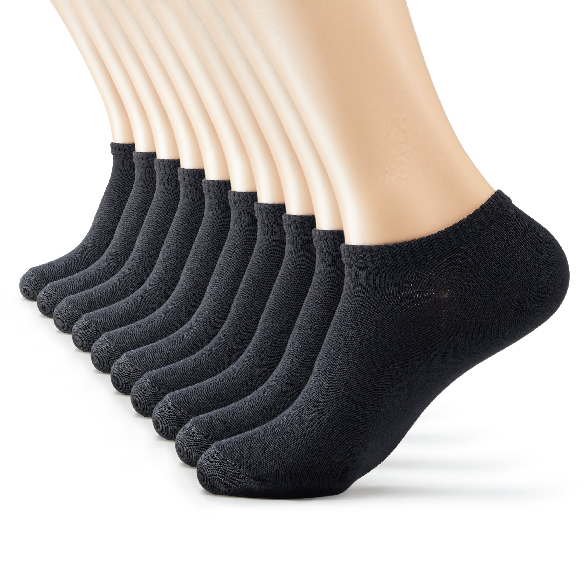 MONFOOT Women's and Men's Breathable Low-cut Ankle Black Socks 10-Pairs ...