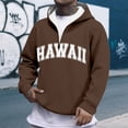 thumbnail image 1 of MHFRRA Sudadera con Capucha y Cremallera de Un Cuarto con Estampado de Letras, Informal, con Bolsillo Frontal, para Ropa de Calle, Moda, Ajuste Cómodo Café, 1 of 3