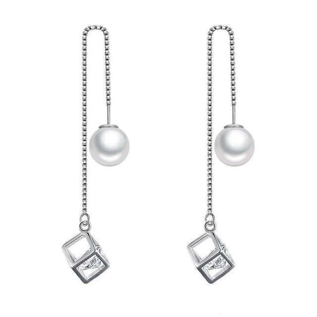 Pendientes de joyería femenina con temperamento Pendientes de moda de perlas de aleación de plata ------Código de producto 78898