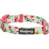 Blueberry Pet 7 Patterns Spring Scent Inspired Floral Rose Print Turquoise Adjustable Dog Collar, X-Small, Neck 8"-11"