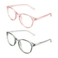 thumbnail image 4 of Blue Light Blocking Glasses, 2 Pack Computer Reading Glasses for Anti Eyestrain，Stylish Oval Frame, Anti Glare(Clear Pink + Clear Gray, 2.50 Magnification), 4 of 6