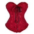 thumbnail image 2 of COMVALUE Corset Tops for Women Bustier Shapewear Lingerie Lace Waist Push Up Bodysuit (Wine, S), 2 of 4