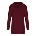 thumbnail image 5 of IROINNID Long Sleeve Dress for Women Hooded Solid Long Sleeve Drawstring Solid Pullover Dresses ,Burgundy, 5 of 6