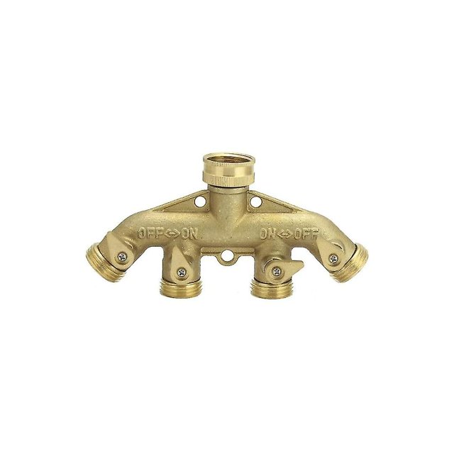 Conector de manguera de jardín de colector de grifo de latón de 4 vías auspicioso, válvula de cierre individual de latón con conector macho, latón macizo kaili Sencillez
