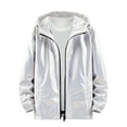 thumbnail image 5 of INSPIRE CHIC Holographic Jackets for Men's Long Sleeves Metallic Hoodie Coat, 5 of 5
