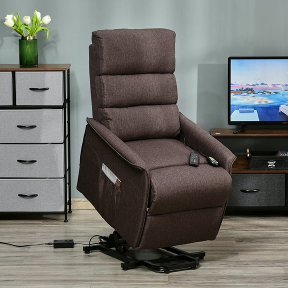 HOMCOM Power Lift Chair with Vibration Massage with Remote Control, Side Pockets, Gray