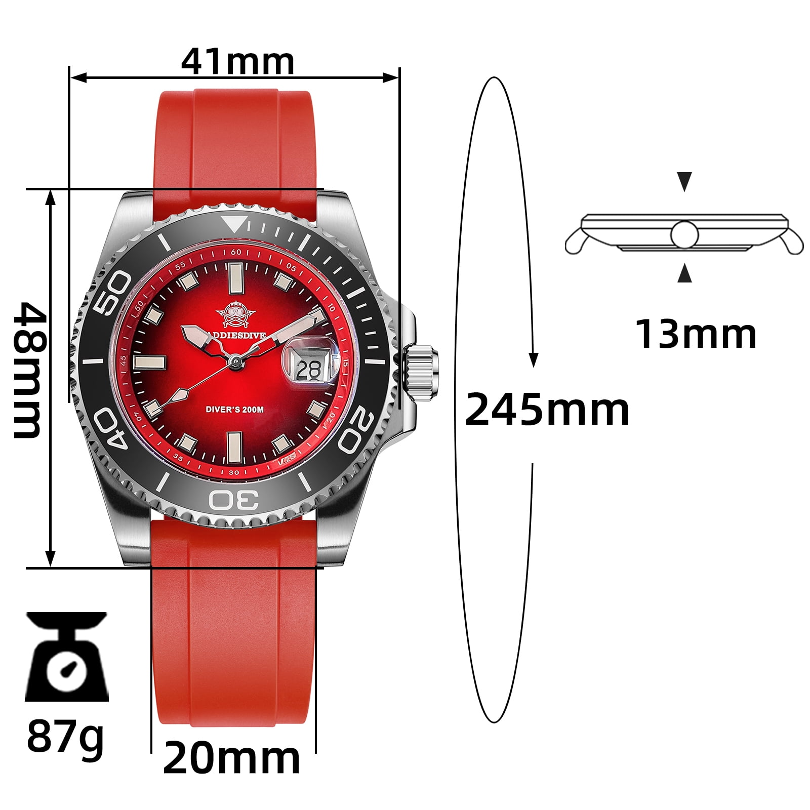 ADDIESDIVE Professional Dive Watch - Japanese Quartz Movement, 200M Waterproof Quartz Watch with Ceramic Rotating Bezel & Super Luminous