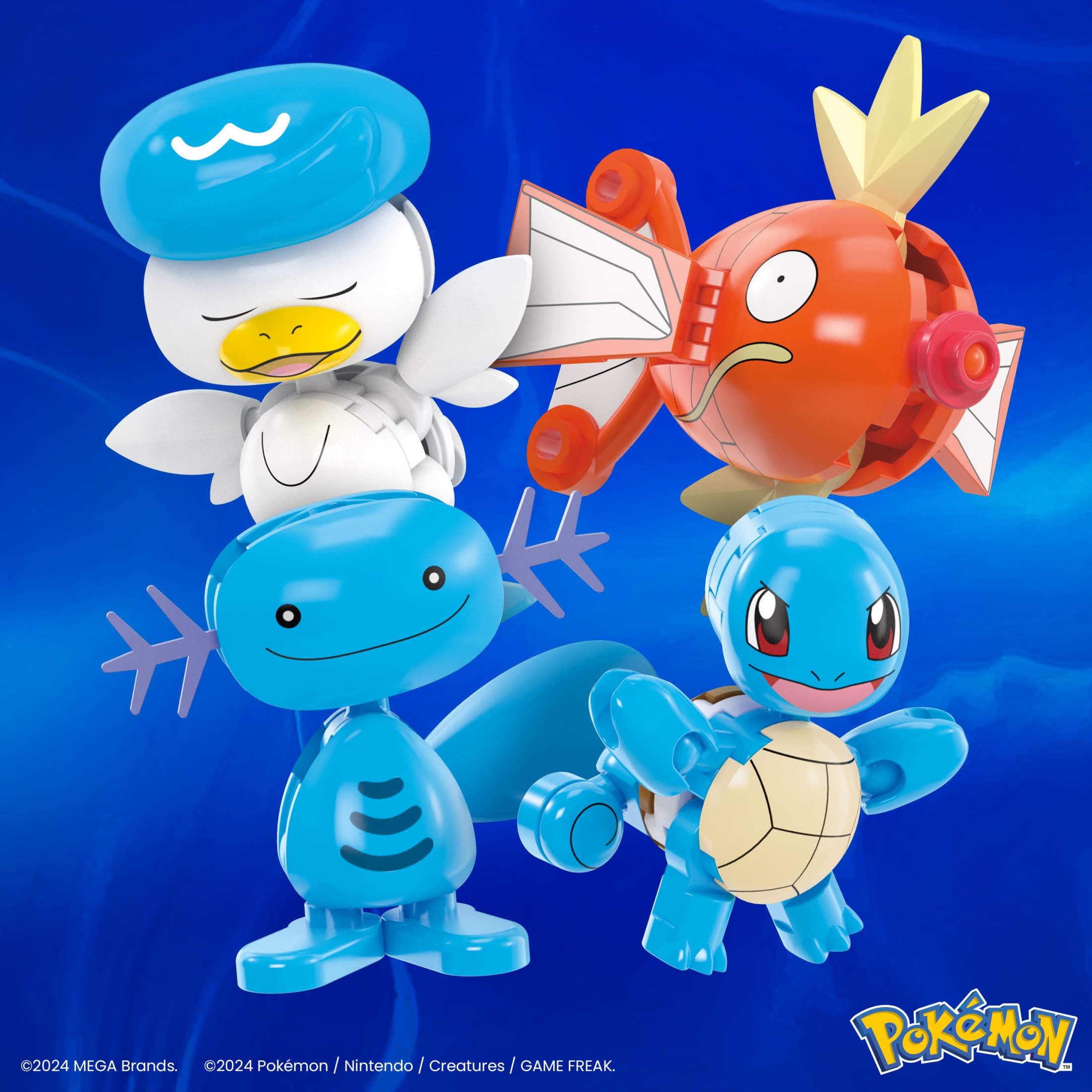 MEGA Pokémon Water-Type Trainer Team Building Toy Kits with 2 Action Figures (79 Pieces) for Kids