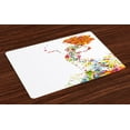 thumbnail image 1 of Ambesonne Floral Place Mats Set of 4, Summer Lady Silhouette, Standard Size, Multicolor, 1 of 4