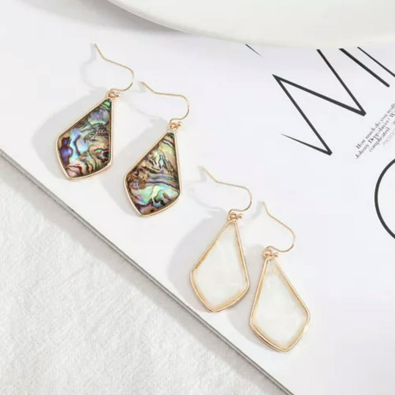 New Kite Frame Pave Abalone Shell Fish Hook Earrings White Faceted Women Jewelry - Walmart.com New Kite Frame Pave Abalone Shell Fish Hook Earrings White Faceted Women Jewelry - Walmart.com