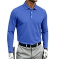 thumbnail image 2 of Long Sleeve Polo Shirts Mens Classic Soft Casual Collared Golf Shirt Royal Blue S, 2 of 9