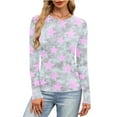 thumbnail image 7 of YanHoo Womens Long Sleeve Printed Shirts Ribbed Knit Soft Stretch Tops Spring Fall Fashion 2026 Crew Neck Going Out Basic Tees Y2k Clothes Hot Pink,XXL, 7 of 7