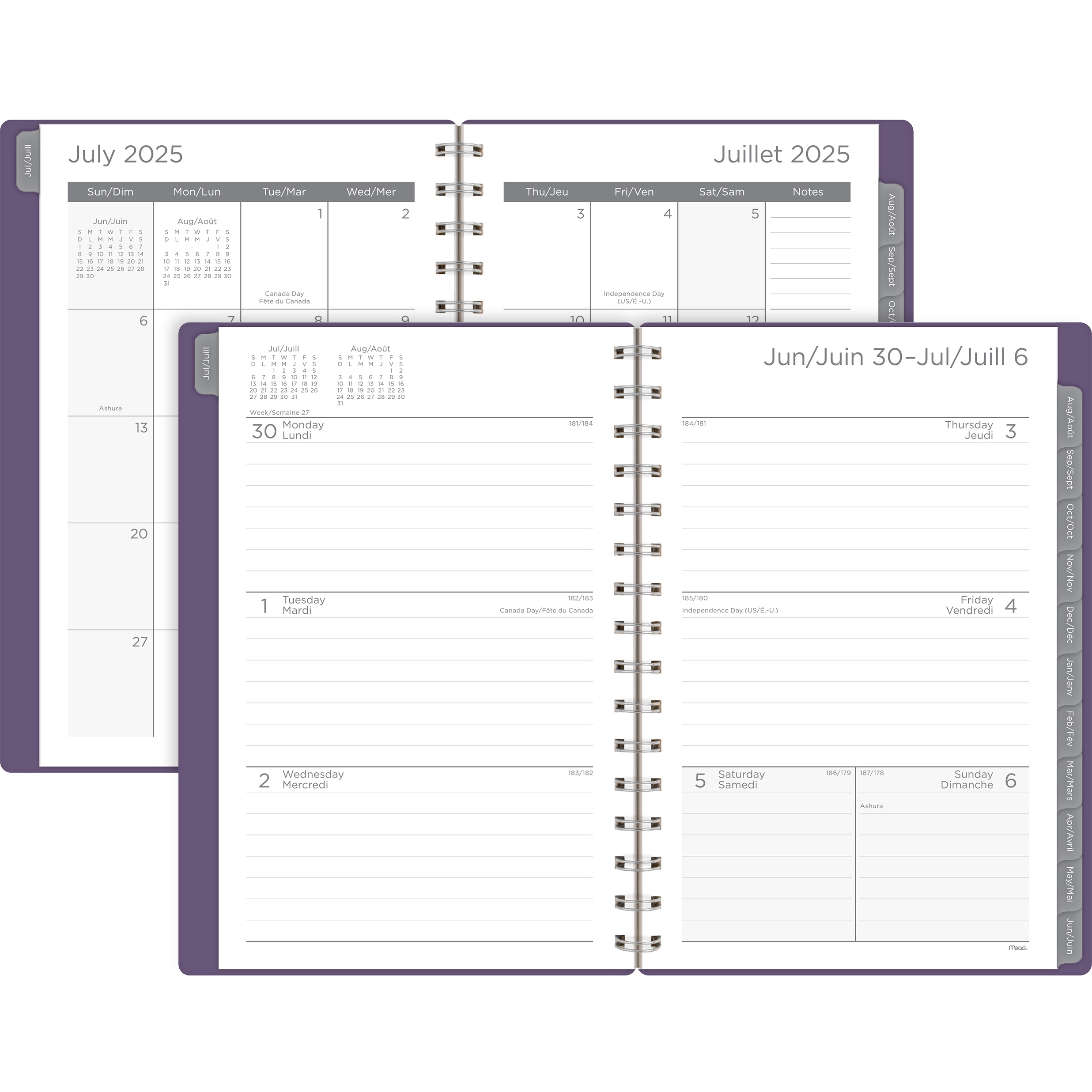 Agenda scolaire hebdomadaire Mead® Basic Purple 2025-2026