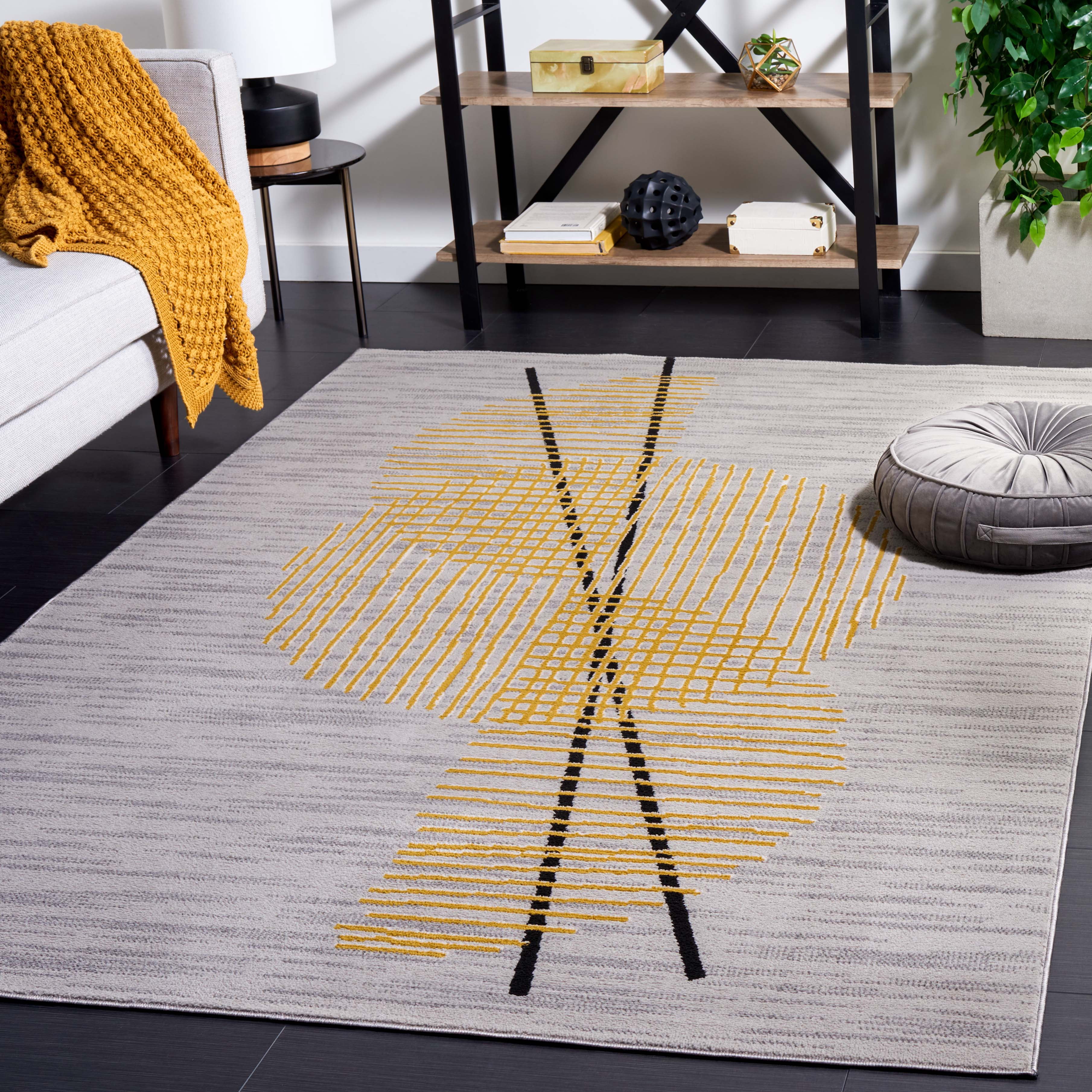 SAFAVIEH Odyssey Eason Modern Area Rug, Grey/Gold, 4' x 6'