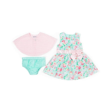 Printed Floral Shantung Dress & Knit Shrug, 2pc Outfit Set (Baby Girls & Toddler Girls)