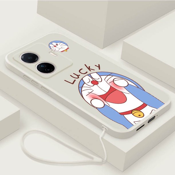 Realme C55 C35 C33 C31 C30s C30 Lucky Doraemon Mouse Funda De Silicona Líquida Mate Cuadrada Exquisita Cubierta Blanda