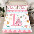 thumbnail image 2 of Manfei Initial Letter L Bed Sheets,Graffiti Christmas Tree King Sheets,Cartoon Gingerbread Man Sheet Set For Girl,Breathable Bedroom Decoration,4pcs, 2 of 7