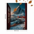 thumbnail image 3 of Norway Red House Window Canvas Wall Art, Lofoten Snow Mountain Print, Ready to Hang Home Decor, 3 of 8