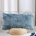 thumbnail image 3 of Home Soft Things Luxury Shaggy Faux Fur Throw Pillow Cases, Ultra Soft Plush Pillow Covers Fluffy Decorative Cushion Covers, No Pillow Insert, Set of 2, Silver Blue, 14x26 Inch, 3 of 7