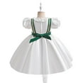thumbnail image 4 of Penkiiy Toddler Girls St. Patrick's Day Bow Ruffles Birthday Party Gown Long Dresses 7-8 Years White, 4 of 9