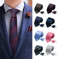 thumbnail image 4 of NUZYZ 3Pcs/Set Smooth Texture Luxury Exquisite Gift Box Tie Men Business Twill Tie Cufflinks Square Scarf Set Costume Accessories, 4 of 8