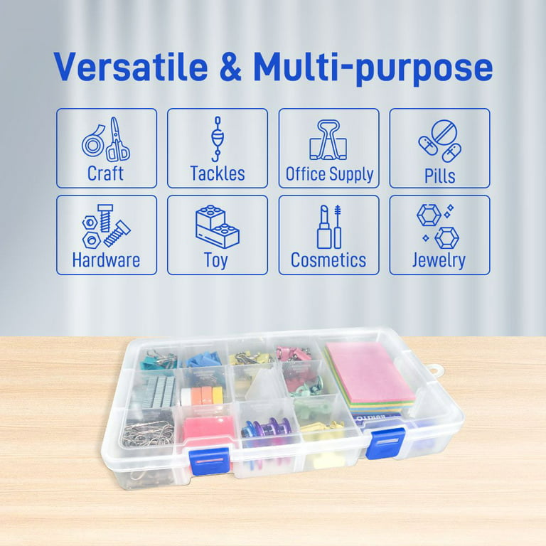 ZOENHOU 32 Pack 15 Grids Plastic Jewelry Organizer Box, Plastic Beads Storage Containers with Removable Dividers for Jewelry Bead Earring Fishing Hook