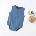 thumbnail image 2 of Odeerbi Infant Boys Girls Cotton Rompers Jumpsuit Baby Clothes 3-24 Months Jumpsuit Summer Gauze Thin Sleeveless Newborn Clothes Bodysuits Blue, 2 of 4