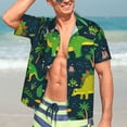 thumbnail image 7 of Kll Men'S Hawaiian Shirt Short Sleeve Button Down Beach Shirts-Dinosaurs And Tropical Leaves And Flowers, 7 of 7