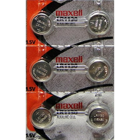 6 LR1130 (189) Alkaline Button Cell Batteries By maxell 